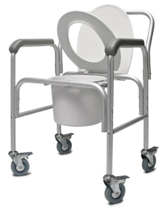 Picture of 3-in-1 Aluminum Commode - Back Bar and Casters
