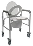 3-in-1 Aluminum Commode - Back Bar and Casters