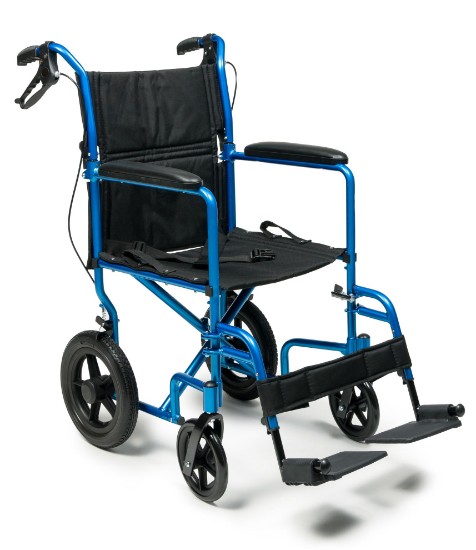Deluxe Aluminum Transport Chair- 12 in Rear Wheel