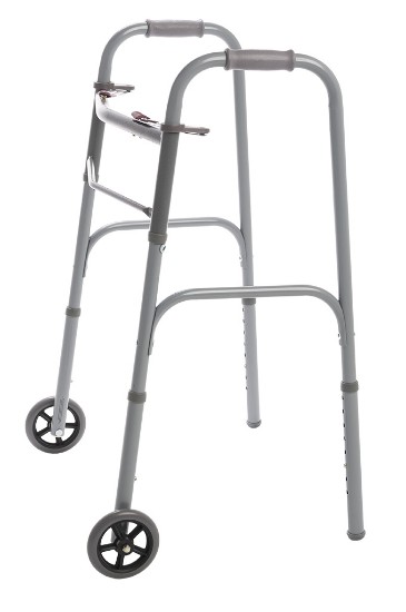 Two Button Folding Walker with 5" Wheels