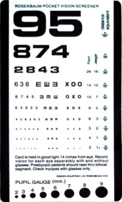 Picture of Rosenbaum Pocket Vision Screener Card