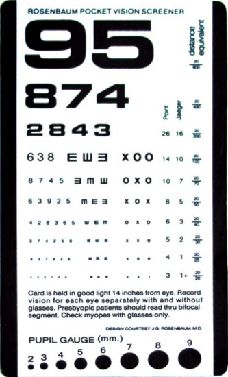 Rosenbaum Pocket Vision Screener Card