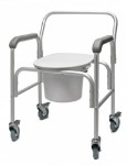 3-in-1 Aluminum Commode - Back Bar and Casters
