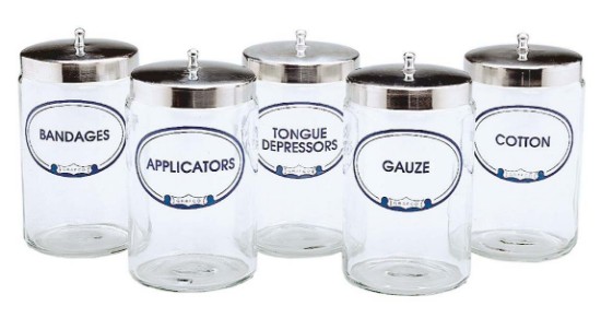 Labeled Glass Sundry Jars
