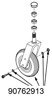 Picture of 90762913 | Caster wheel, axle and nut