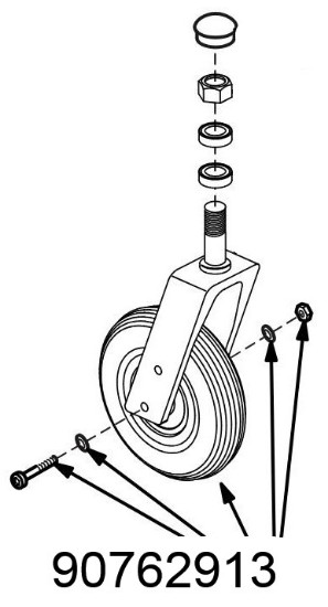 90762913 | Caster wheel, axle and nut