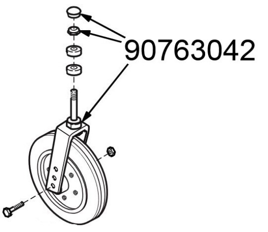 90763042 | Caster fork, stem nut and dust cap