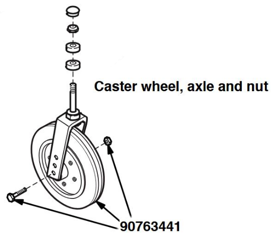 90763441 | Caster wheel, axle and nut