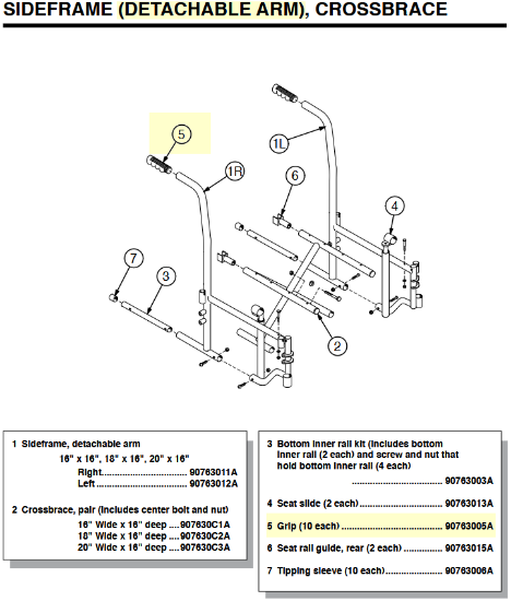 90763005A | Handgrip Sideframe-10EA/PK