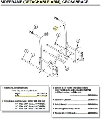 Picture of 90763012A | Sideframe, detachable arm, left