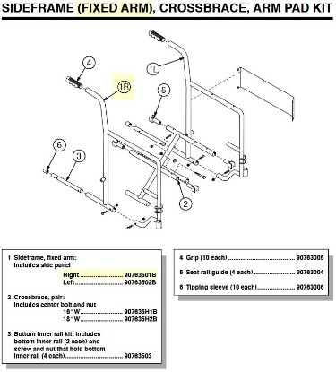Picture of 90763501B | Sideframe, fixed arm: Includes side panel, Right