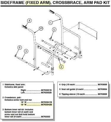 Picture of 907635H2B | Crossbrace, pair: Includes center bolt and nut 18" W