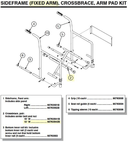 907635H2B | Crossbrace, pair: Includes center bolt and nut 18" W