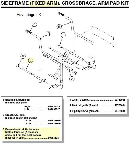 90763503 | Bottom Inner Rail Kit