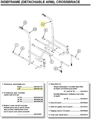 Picture of 90763512B | Sideframe, detachable arm Left