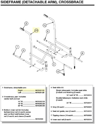 Picture of 90763511B | Sideframe, detachable arm Right