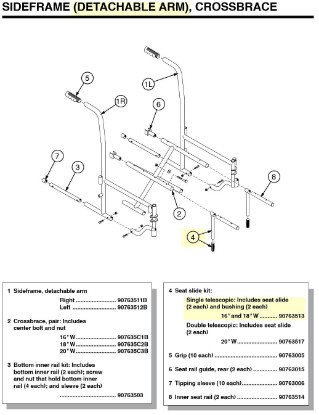 Picture of 90763513 | Seat slide kit: Single telescopic, Detachable Arm