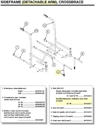 Picture of 90763517 | Seat slide kit: Double telescopic, Detachable Arm