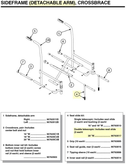90763517 | Seat slide kit: Double telescopic, Detachable Arm