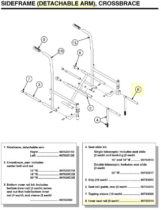 Picture of 90763514 | Inner seat rail (2 each) Detachable Frame