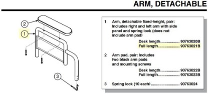Picture of 90763021B | Full Length Arm, detachable fixed-height, pair