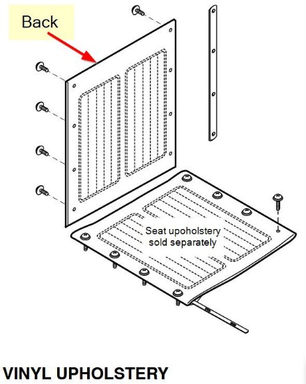 907635F2B | Vinyl Back upholstery, fixed arm, 18" wide