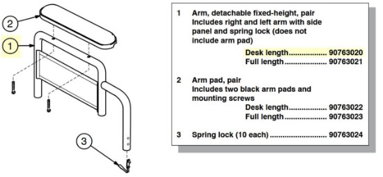 90763020 | Arm, Desk length, pair