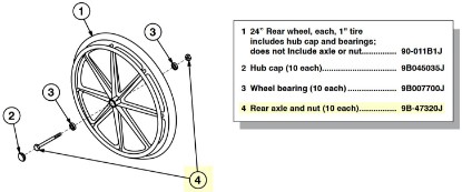 Picture of 9B-47320J | Rear axle and nut (10 each)