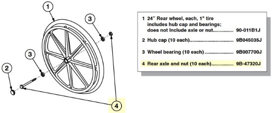 9B-47320J | Rear axle and nut (10 each)