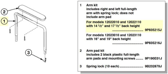 9P835215J | Arm Kit, Pair (14 1/2” & 17 1/2”)