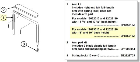 9P835216J | Arm Kit, Pair (16" & 19")