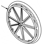 90763550 | Rear wheel with handrim, 24" x 1" Solid rubber tire